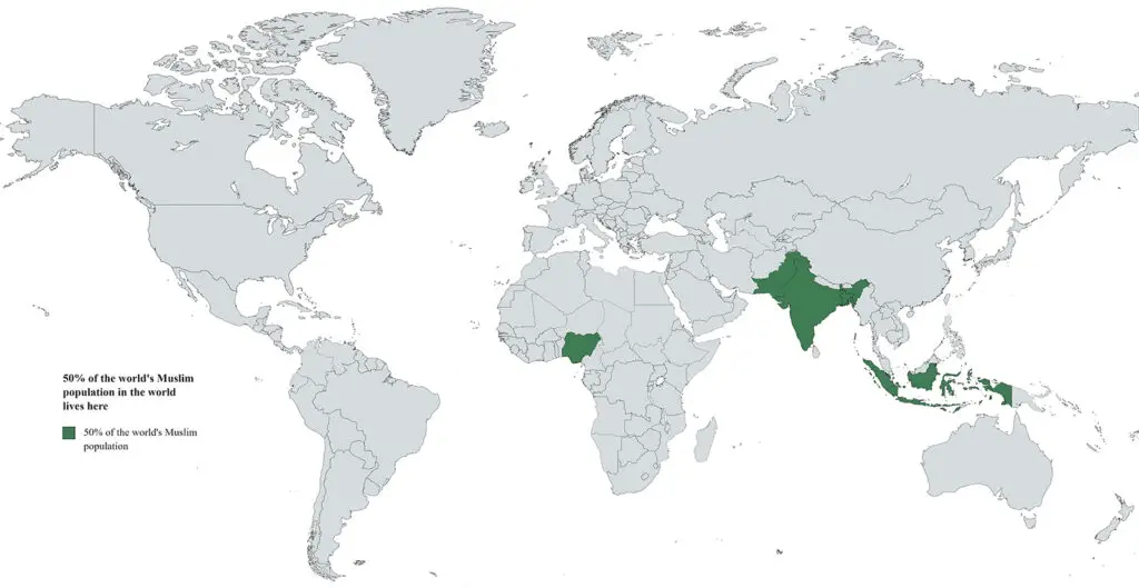 Half of Muslims live only in 5 countries