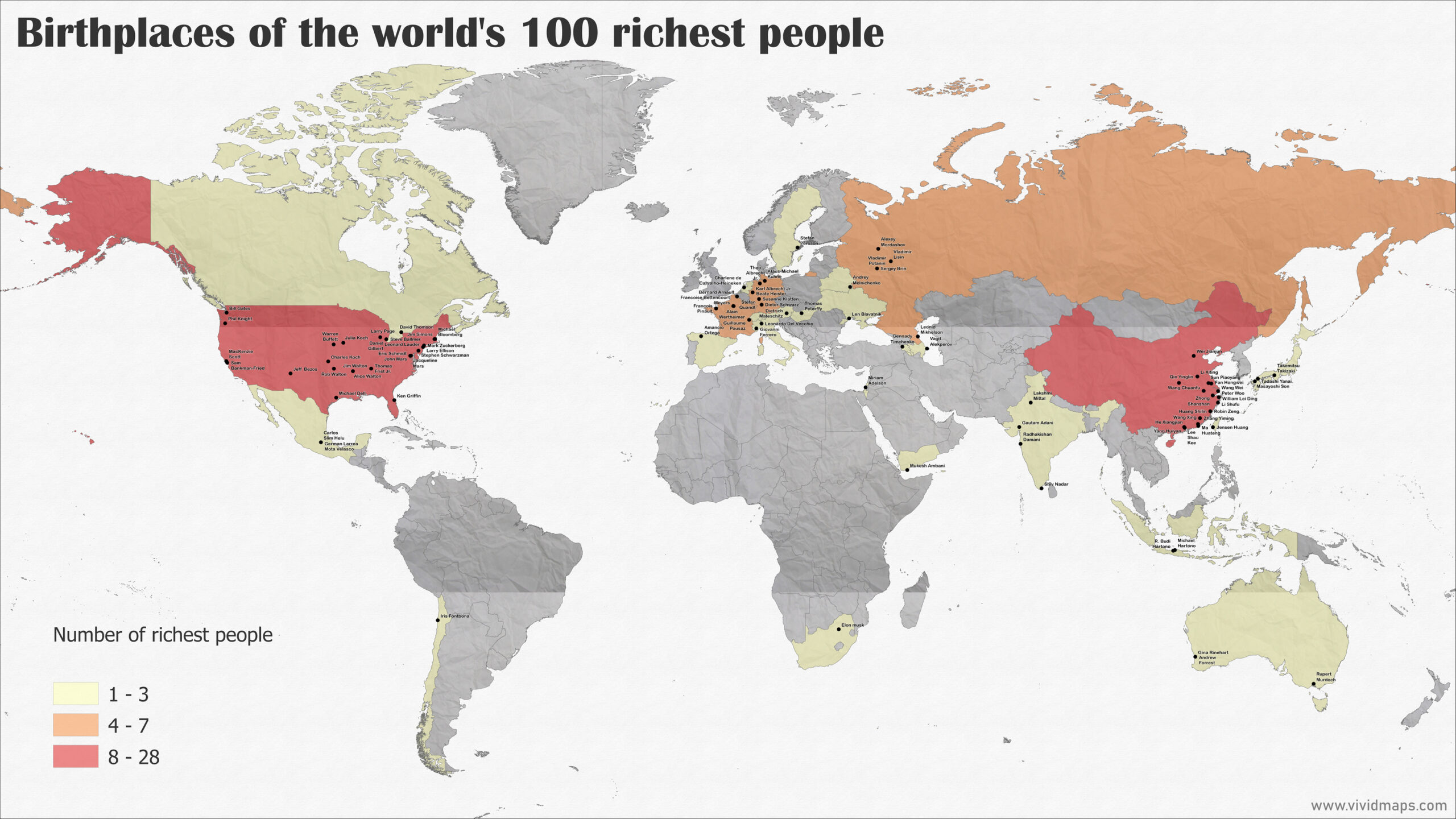 Mapping the World's Top 30 Richest Men