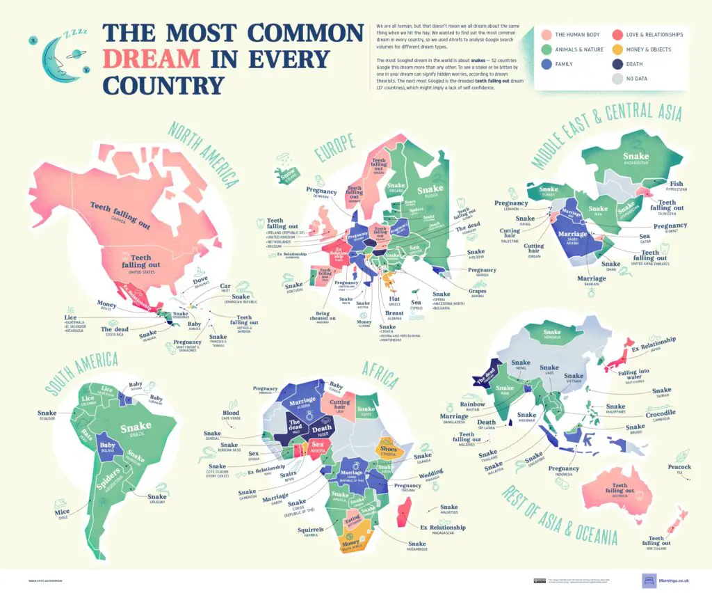 The Most Googled Dream In Every Country - Vivid Maps