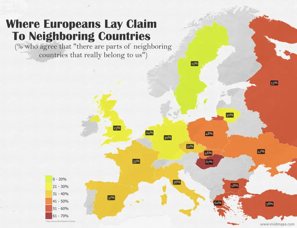 Where Europeans Lay Claim to their Neighboring Countries Maped