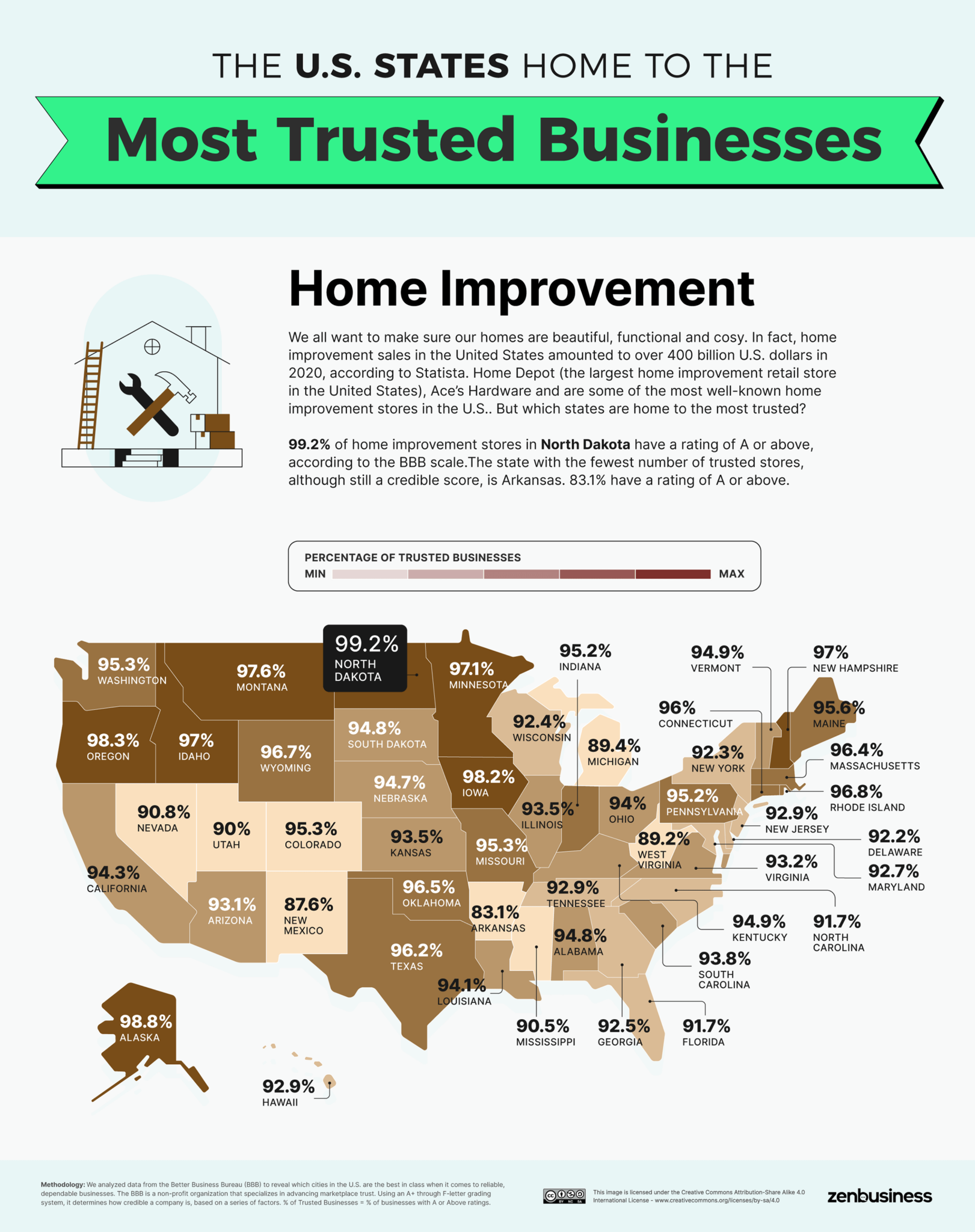 The US Cities and States Home to the Most Trusted Businesses - Vivid Maps