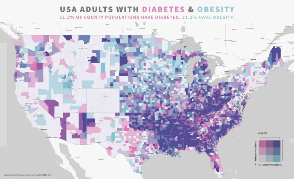 Diabetes and obesity mapped