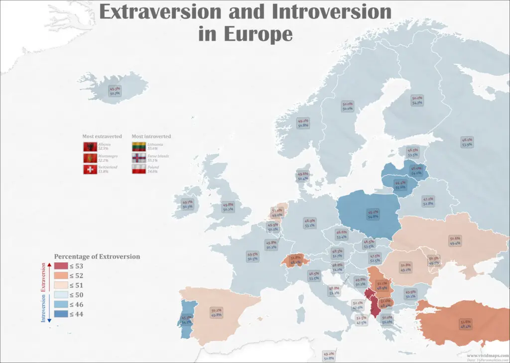 Extraverts and introverts in Europe