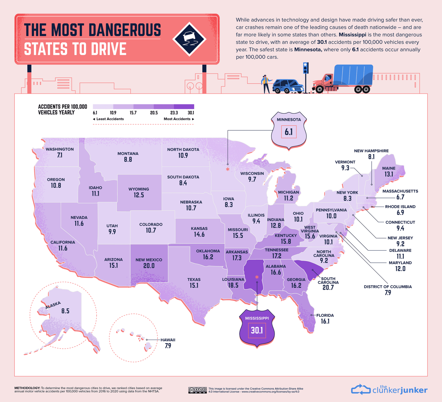 The Most Dangerous U.S. States and Cities to Drive Mapped Vivid Maps