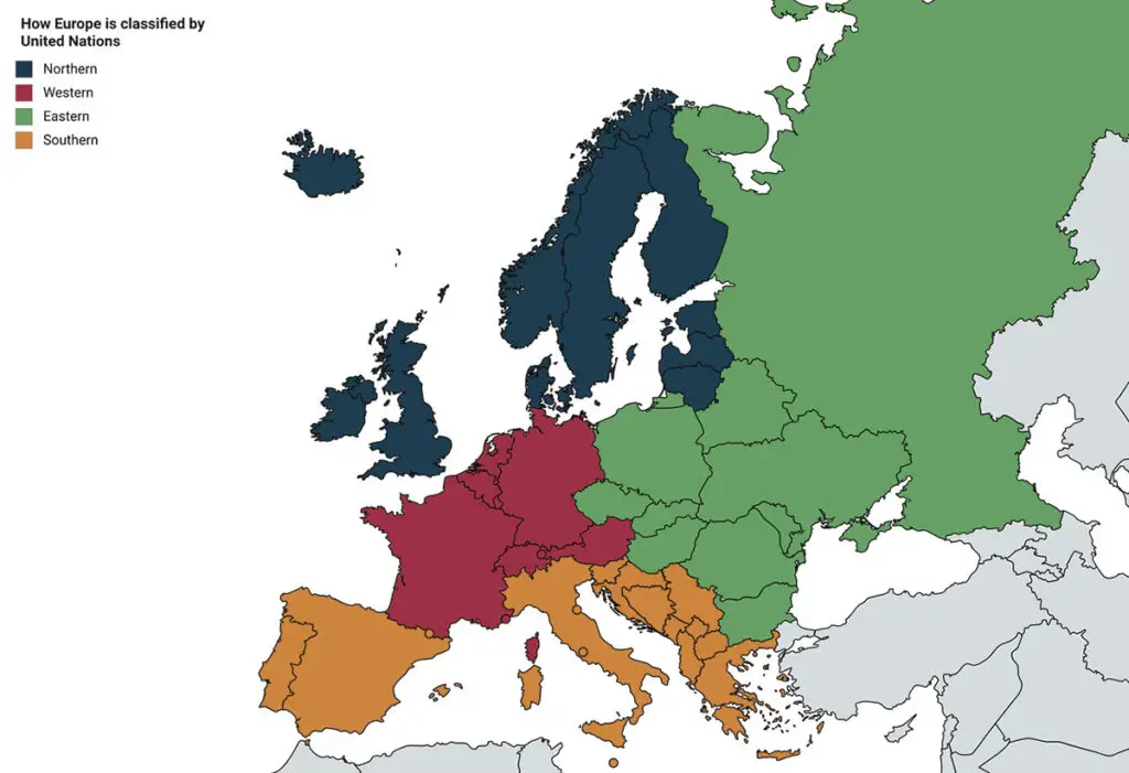 How Europe is classified by the United Nations mapped