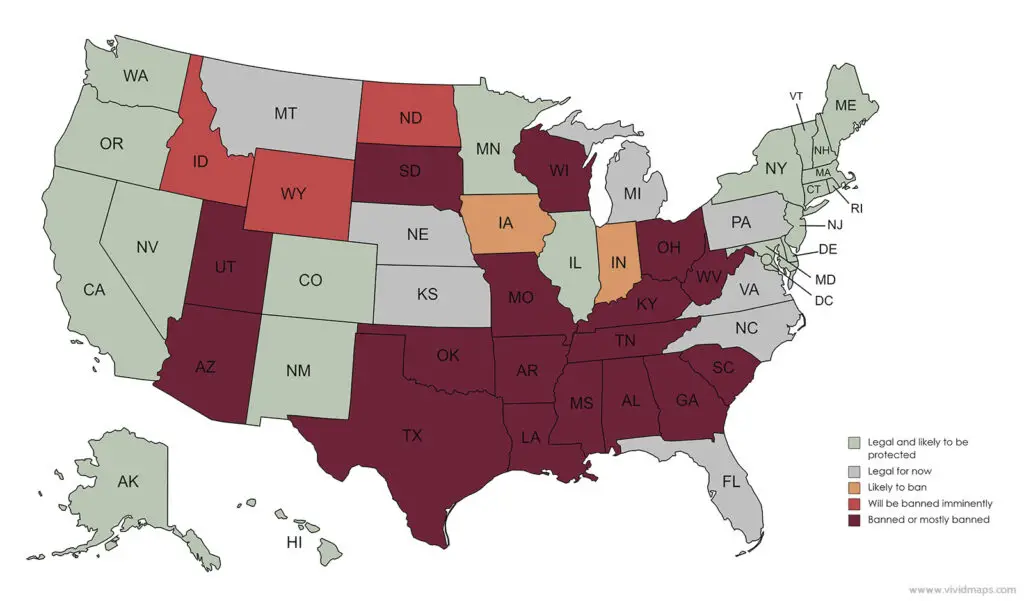 Where is Abortion now Banned in the United States? - Vivid Maps