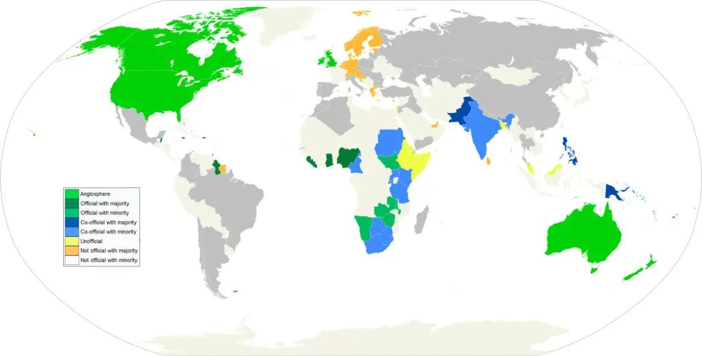 English language in the world mapped