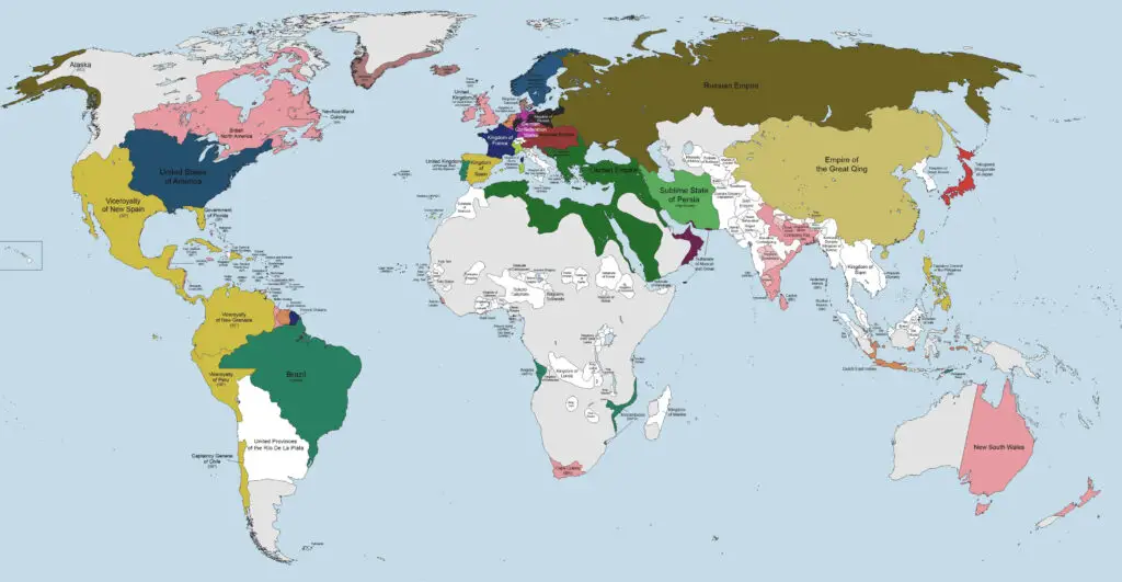 World map from the time humanity reached its first billion people