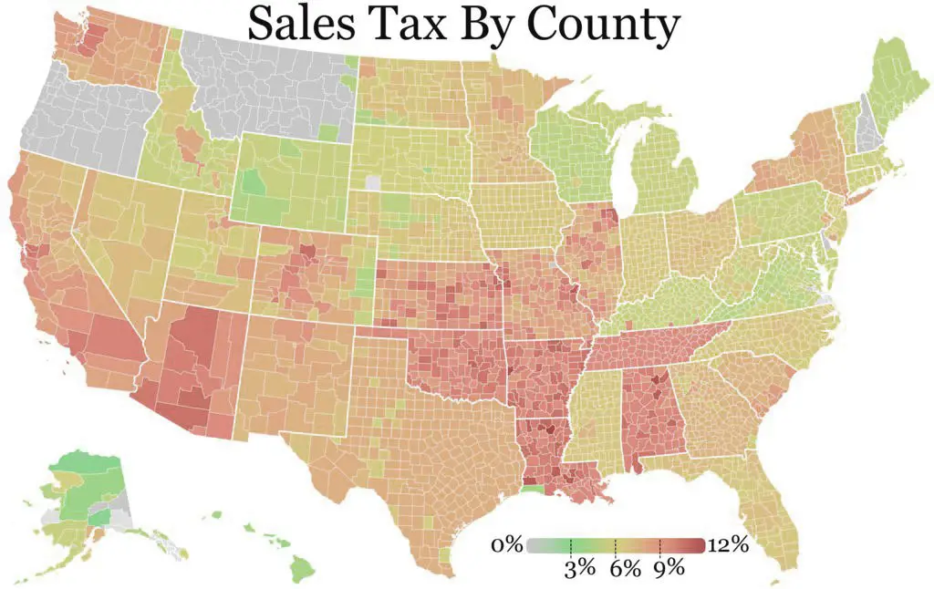 American sales taxes mapped