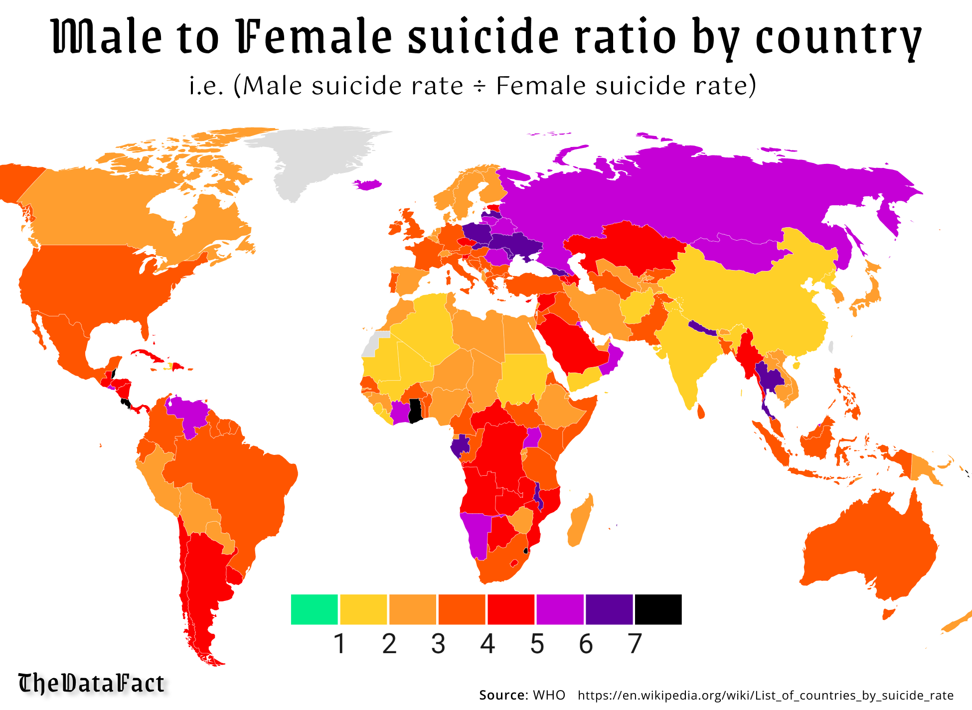 What country has the highest female to male ratio?