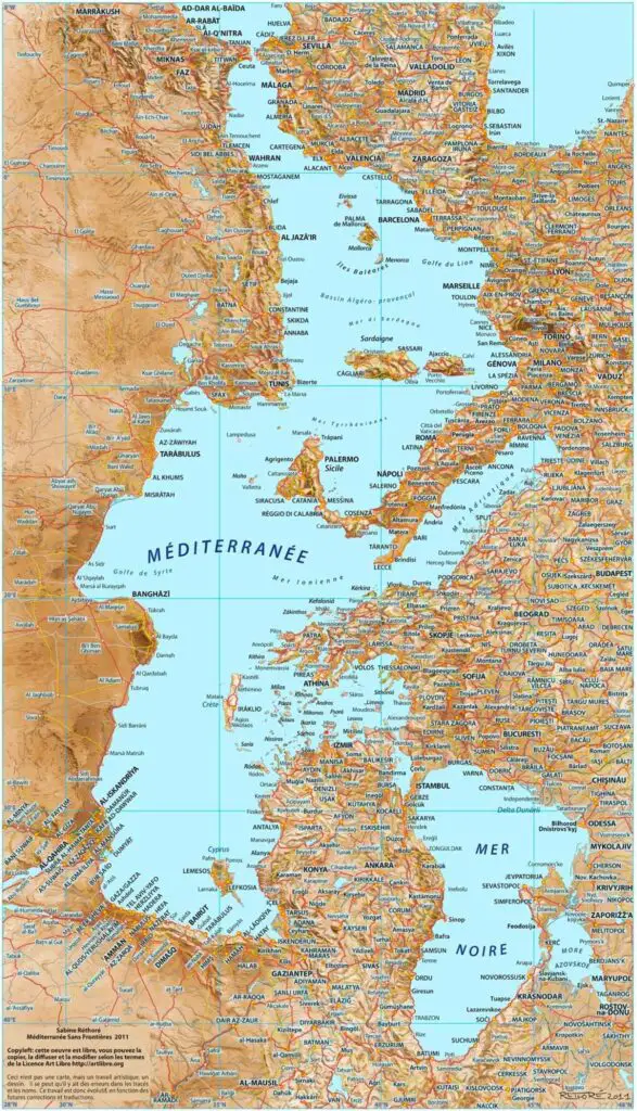 Map of the Mediterranean sea from a different perspective