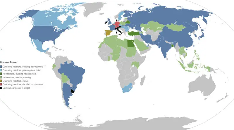 World map of Nuclear power stations