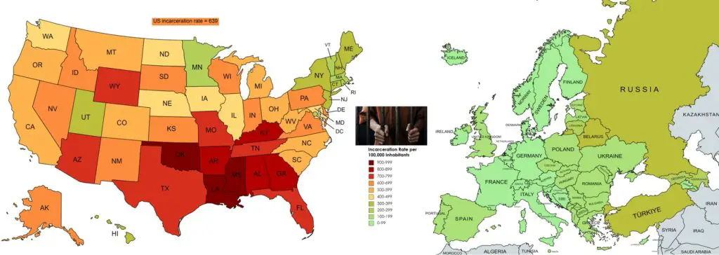 Incarceration rate in the United States and Europe