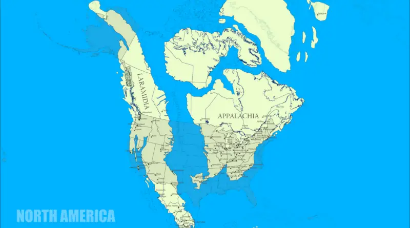 Map of North America 77 million years ago