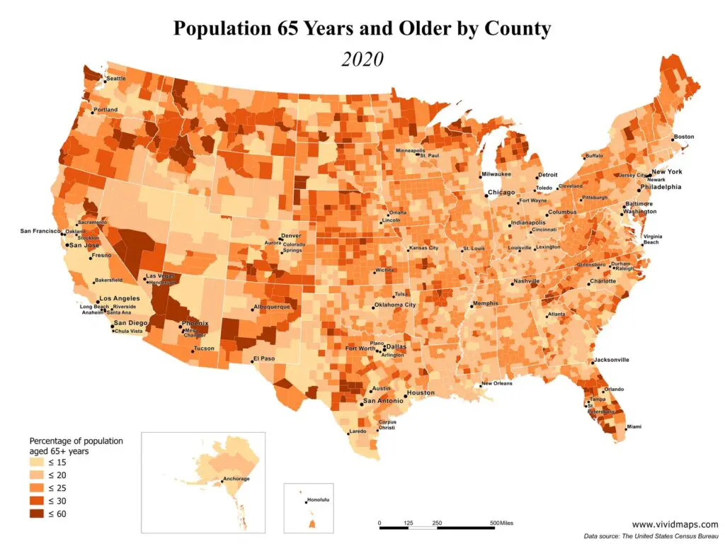 Population 65 years and older by the U.S. county - Vivid Maps