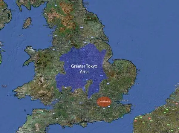 The Greater Tokyo Area, as compared to England