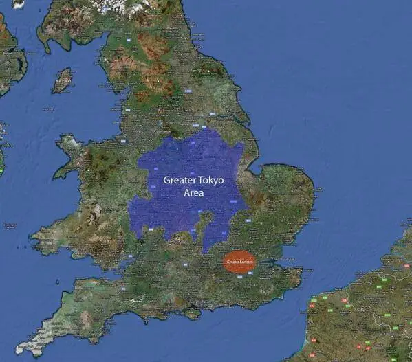 The Greater Tokyo Area, as compared to England