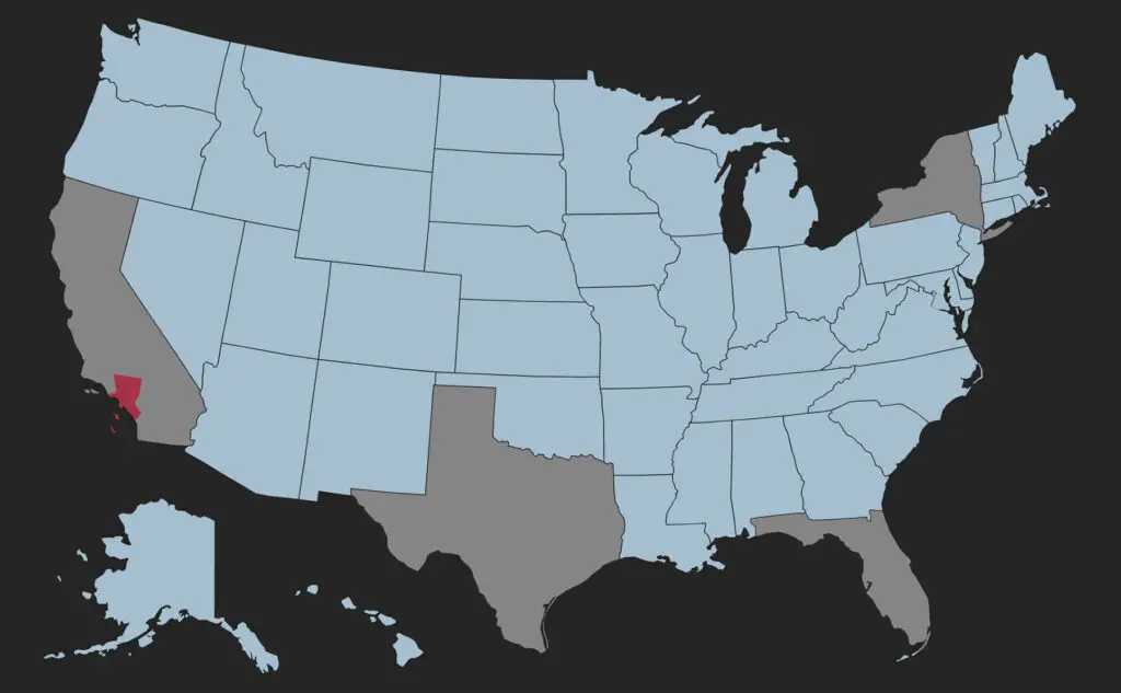 Equivalent population to Los Angeles County Mapped