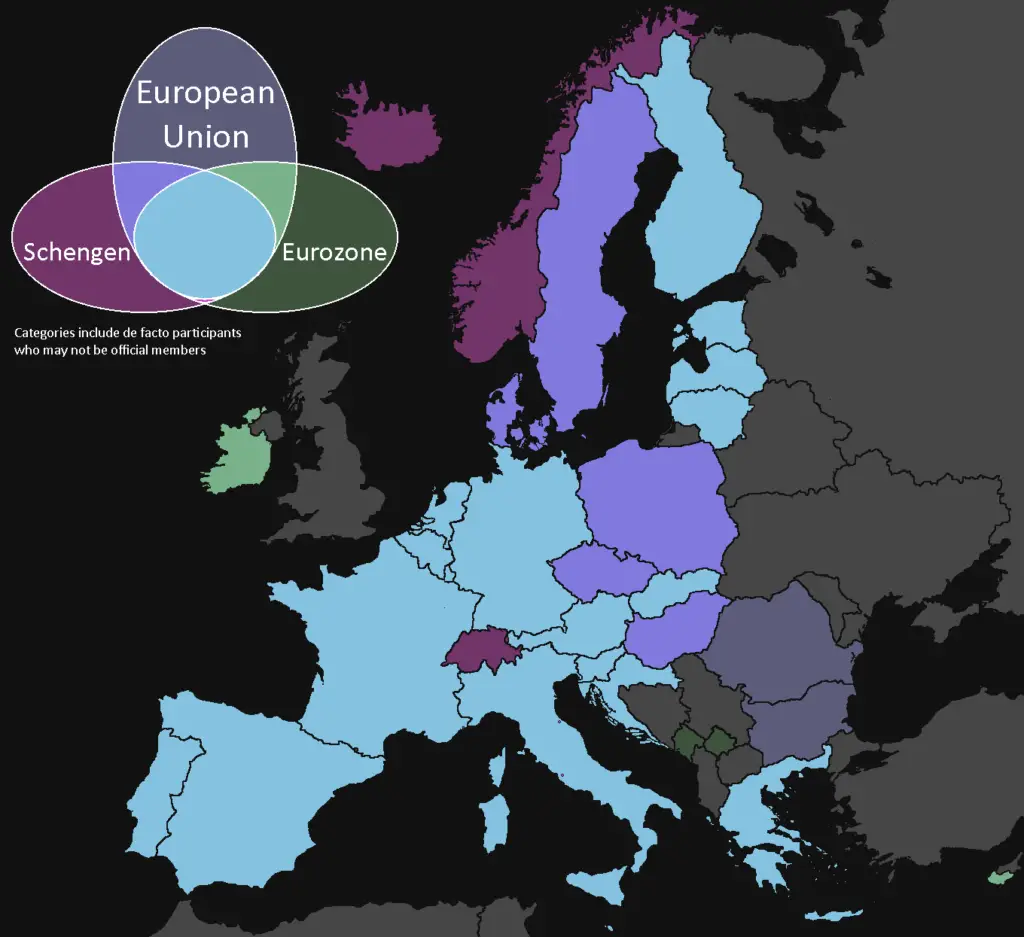 Overlap of Schengen and Eurozone