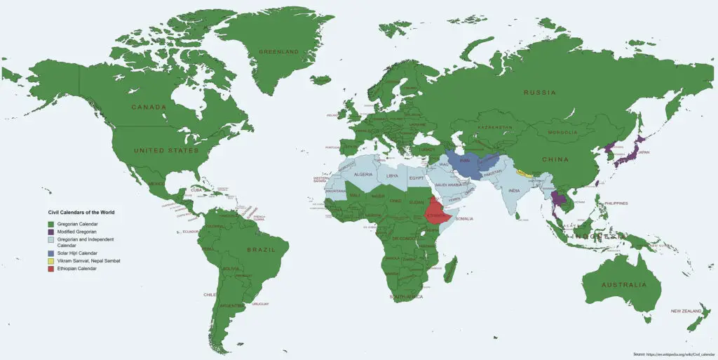 Calendar systems used throughout the world - Vivid Maps