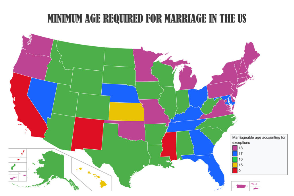 Marriageable age accounting for exceptions map