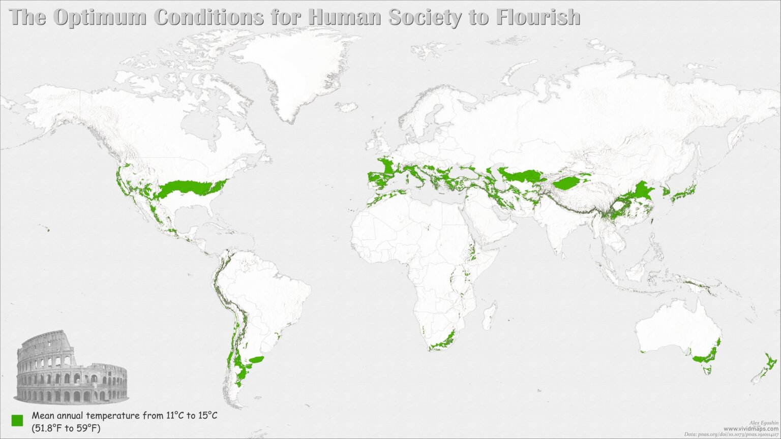 Human Climate Niche Mapped - Vivid Maps