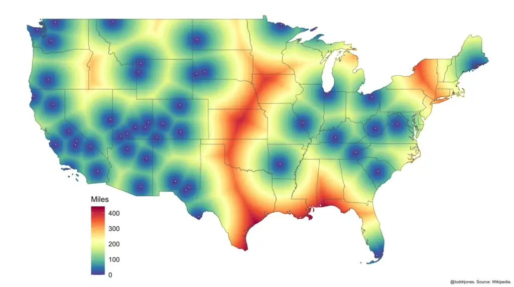 Distance to the nearest National Park