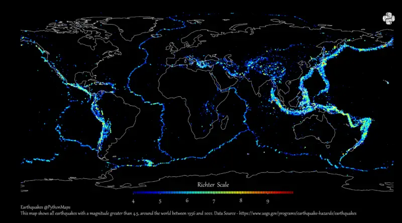 Earthquakes mapped