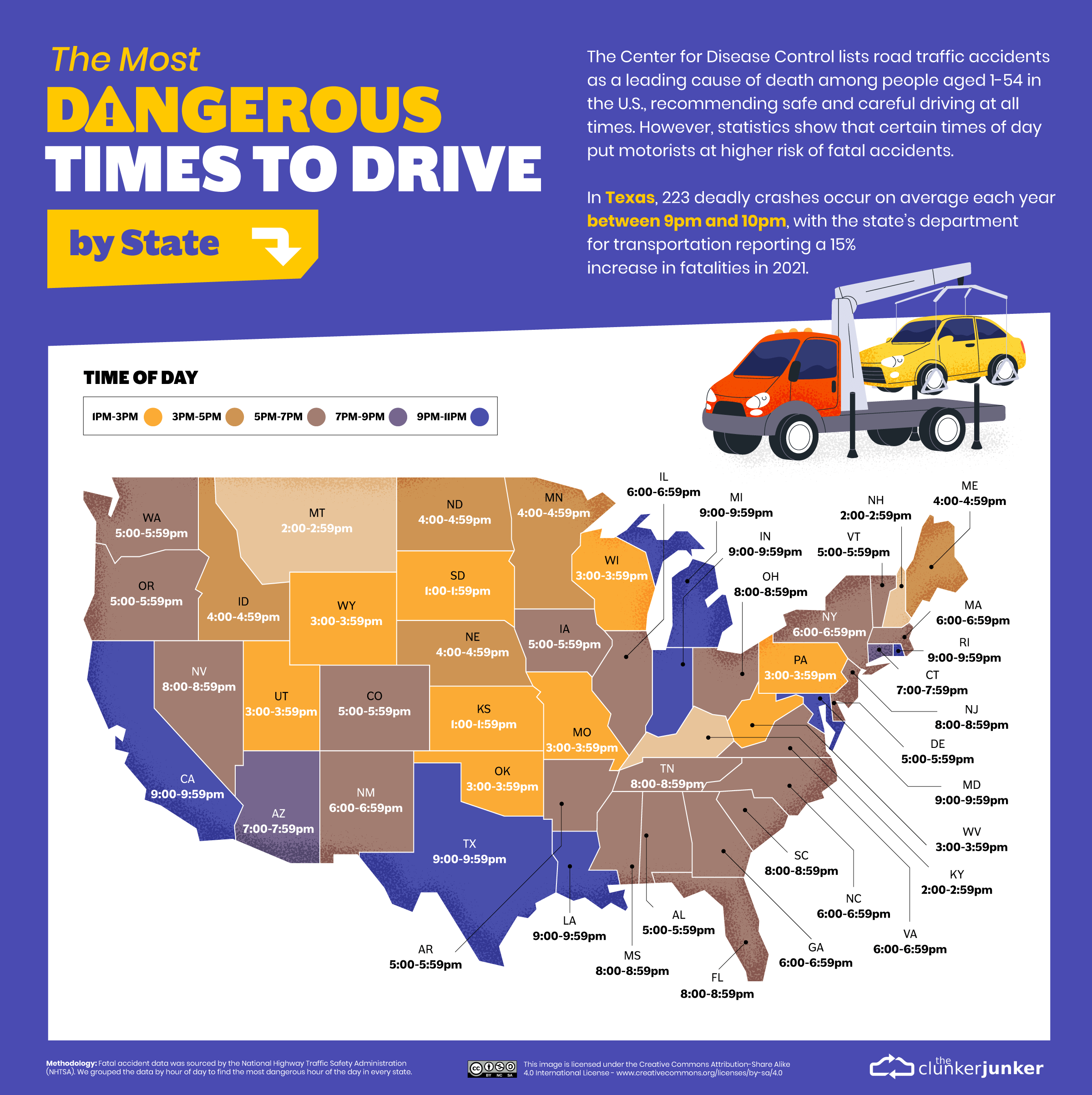 The Most Dangerous Times to Drive by State Mapped