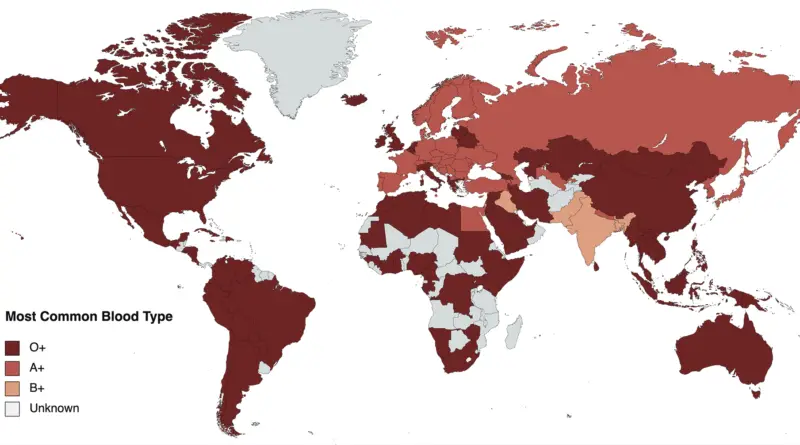 Blood Types World Map