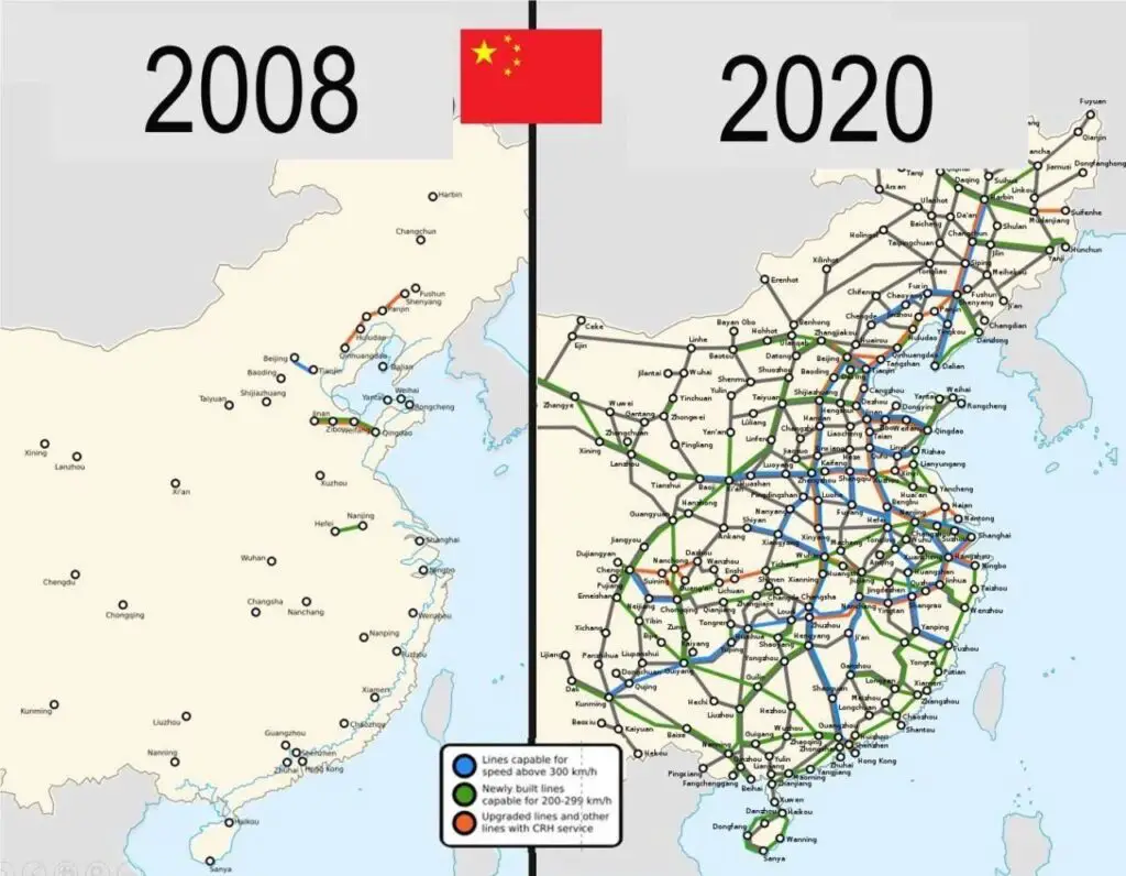 Map of high-speed railroads