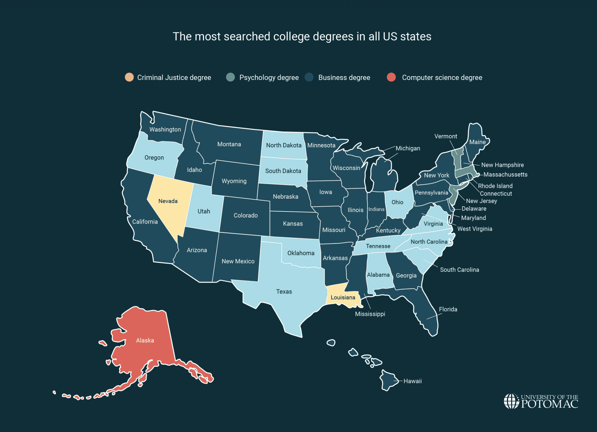 The most popular degrees in each country and the U.S. states, according ...