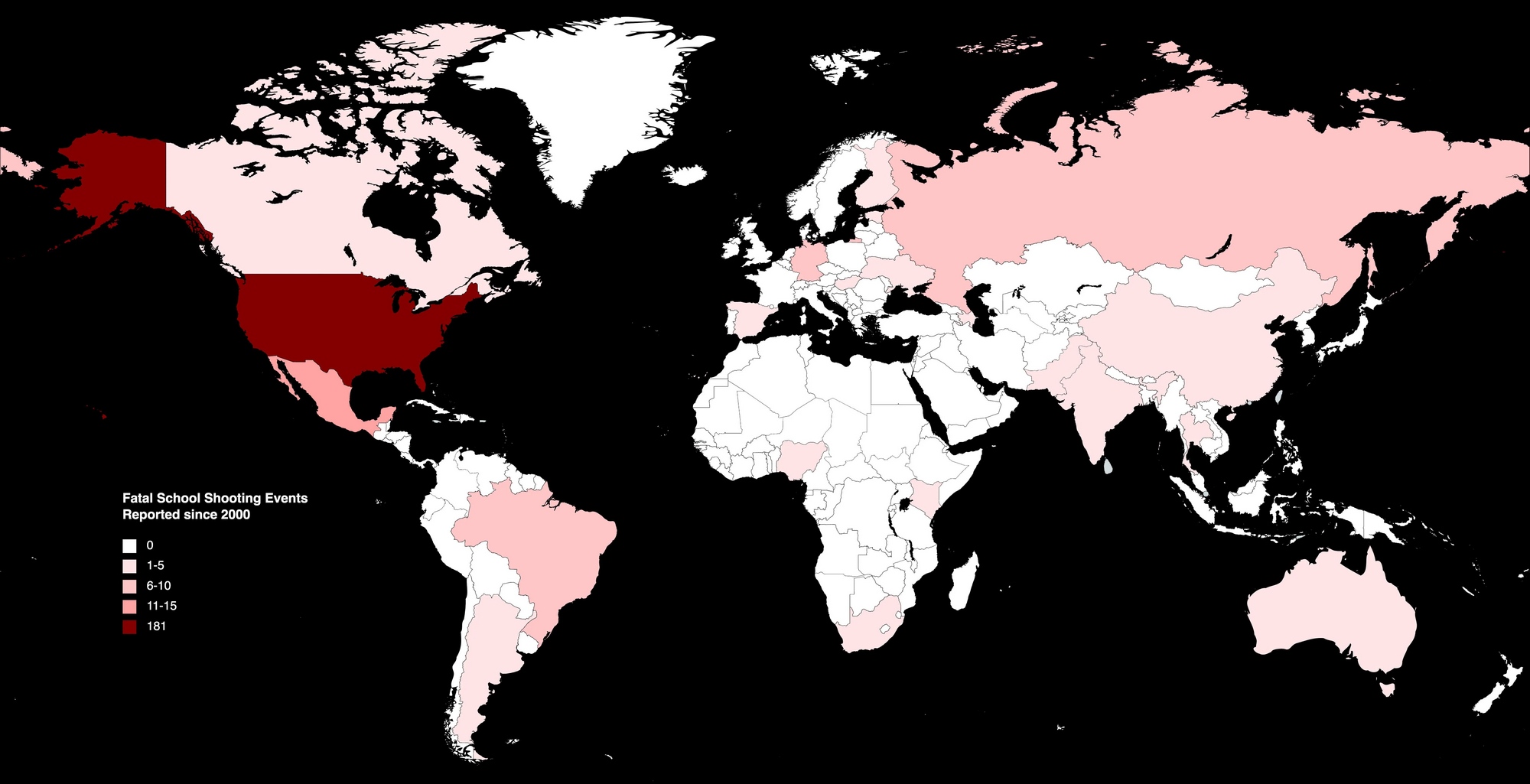 World Map of Fatal School Shooting Events