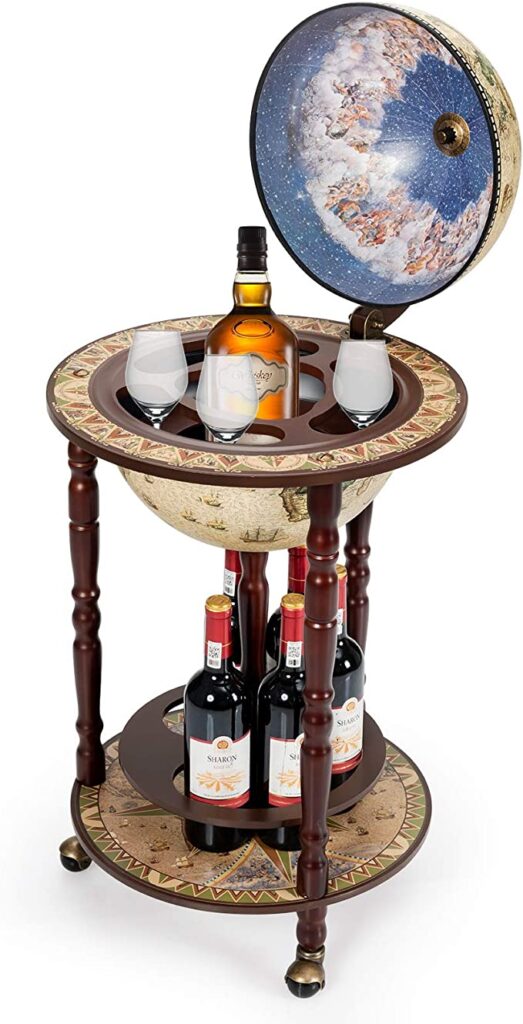 World globe store alcohol cabinet