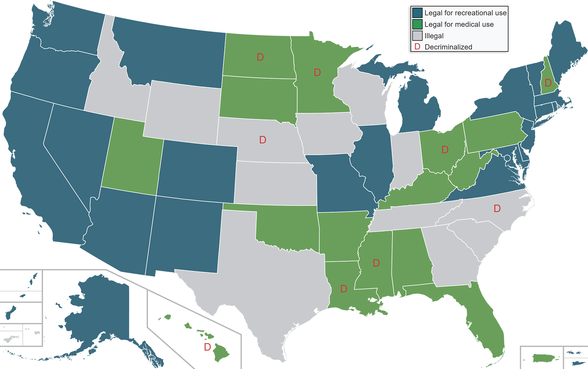 The legalization of marijuana in the United States - Vivid Maps