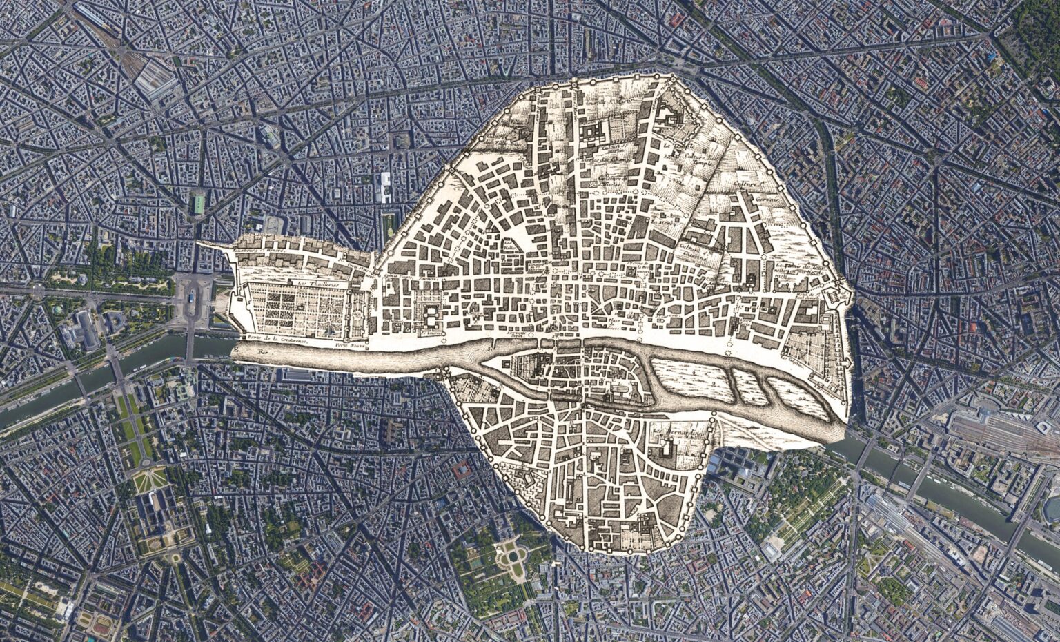 Medieval map of Paris in 1422