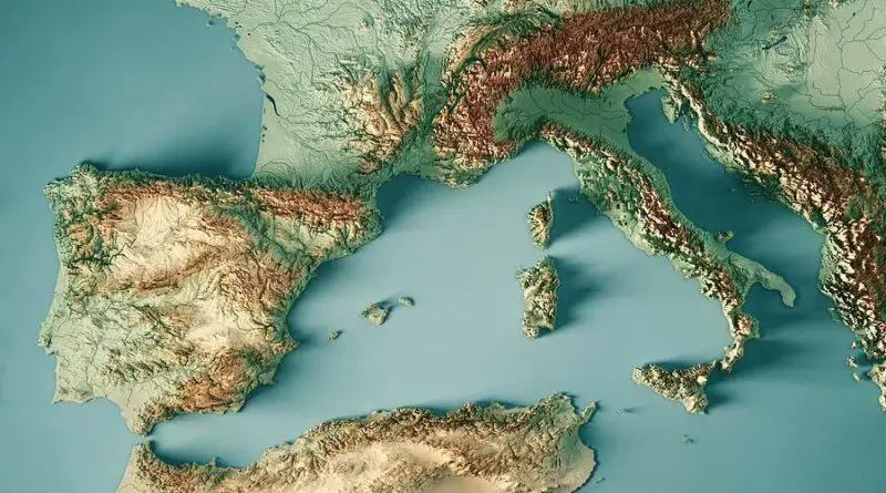 Map of relief of Europe