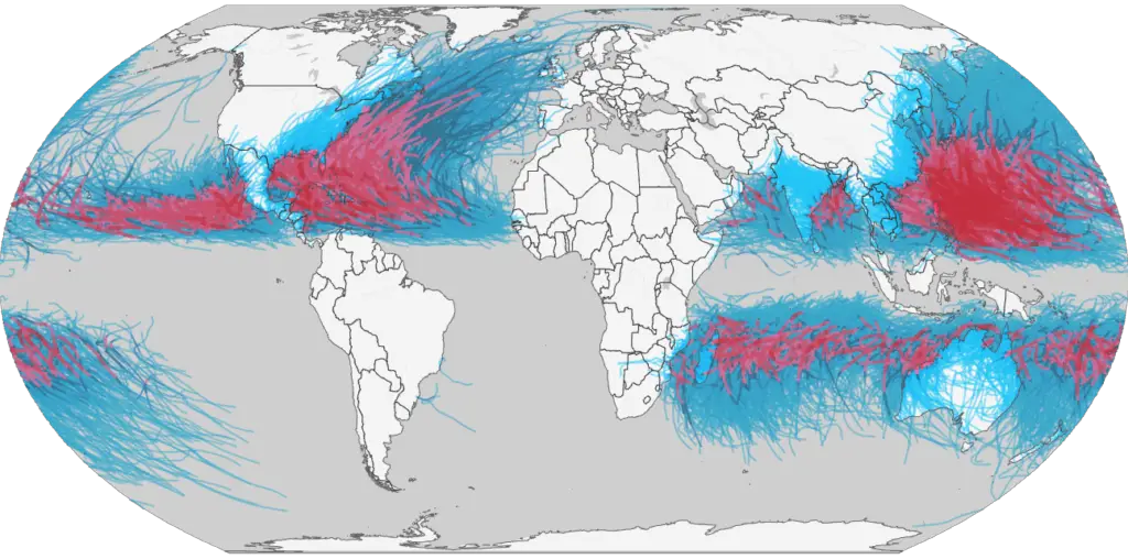 Intensity and Animated Track of Every Tropical Cyclone - Vivid Maps