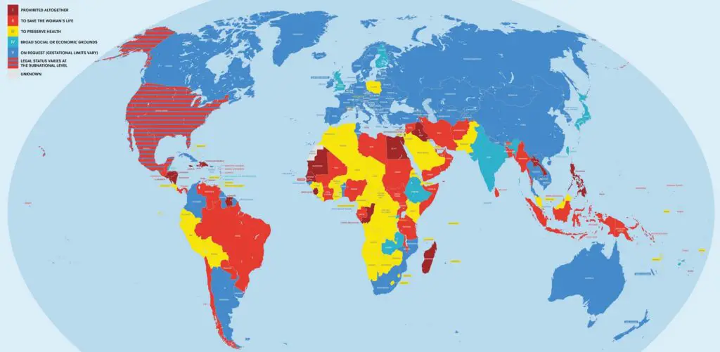 Abortions laws mapped