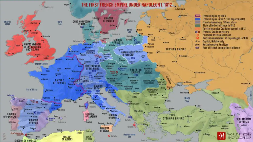 The map of the first French Empire