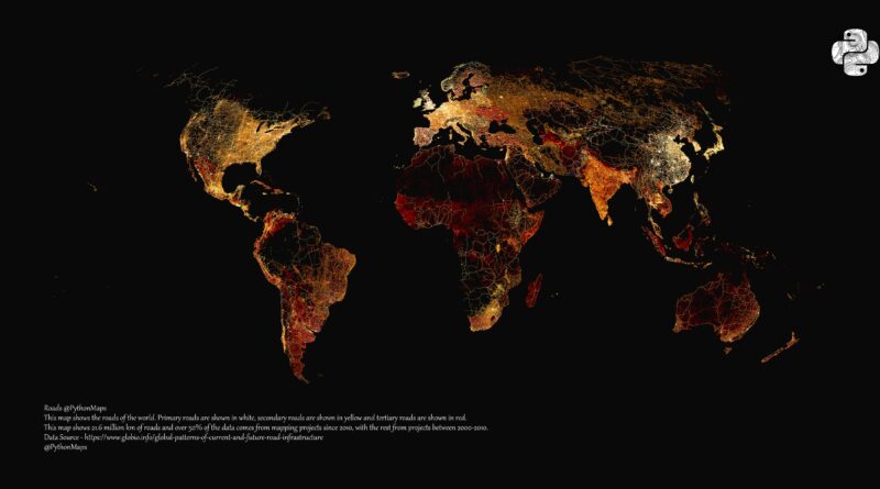 World map of roads