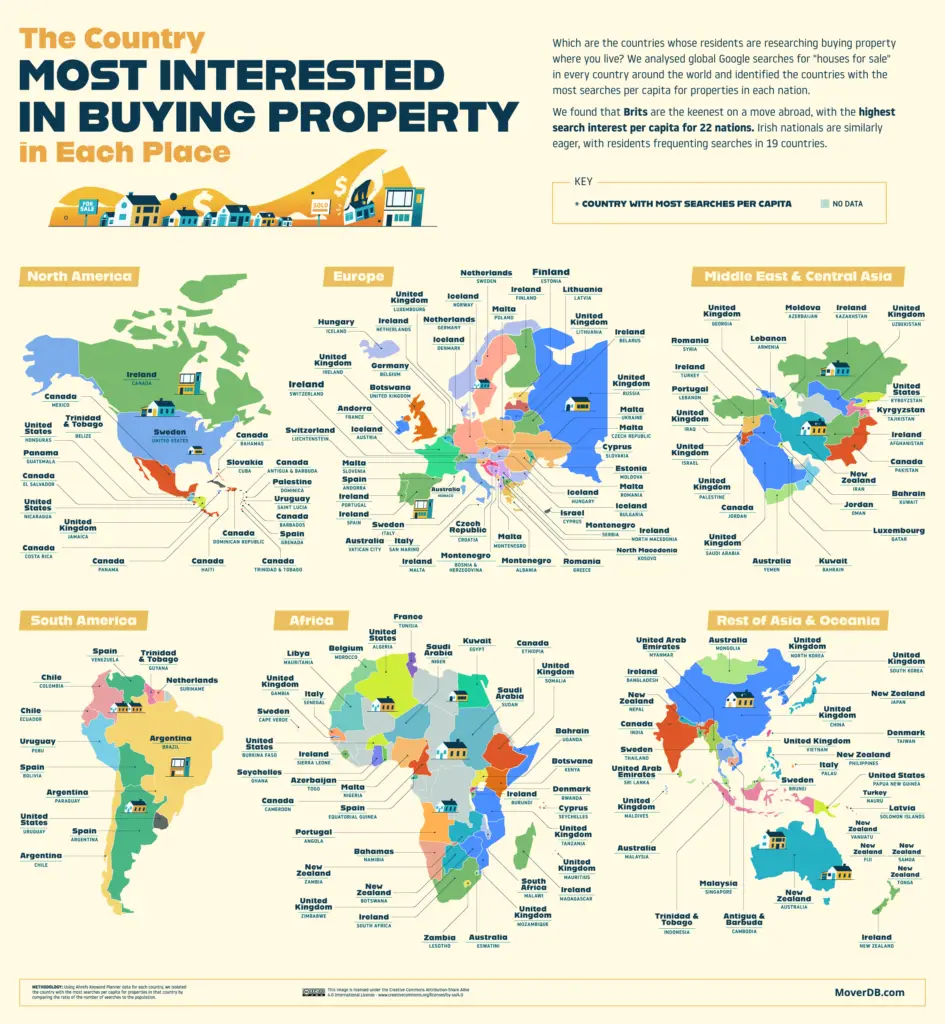 The Country Most Interested in Buying Property in Each Place Mapped