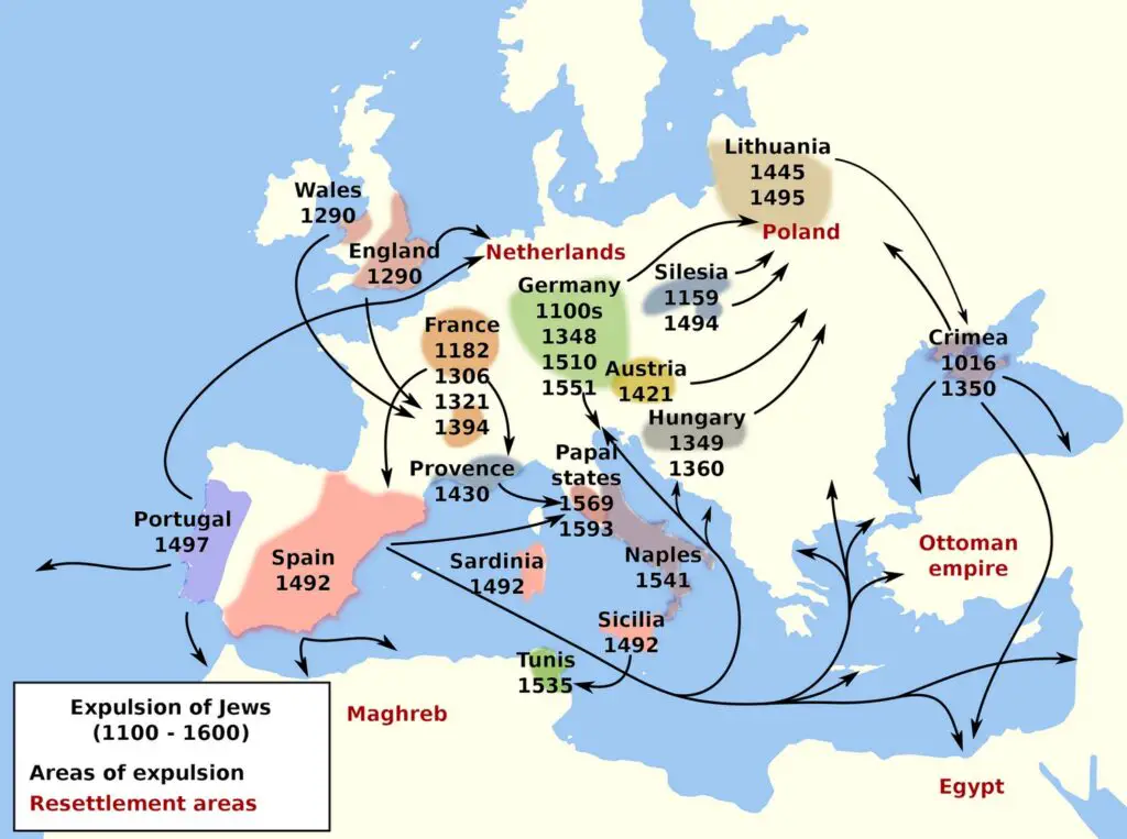 Expulsions of Jews in Europe from 1100 to 1600 mapped