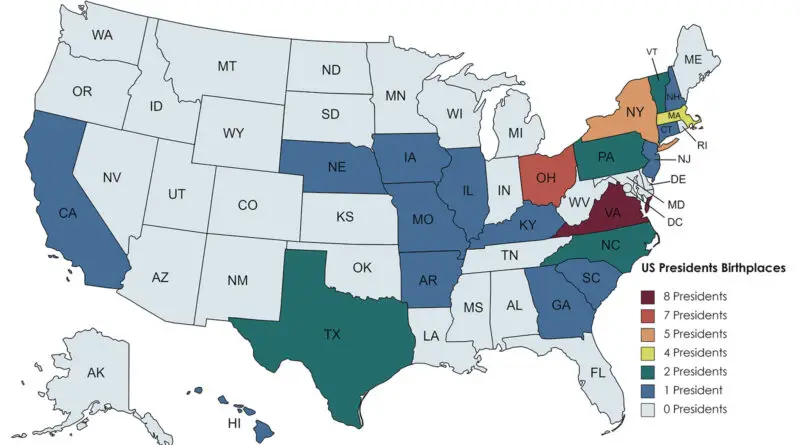 States where American presidents were born