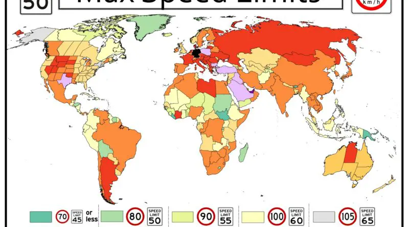 Maximum speed limits mapped