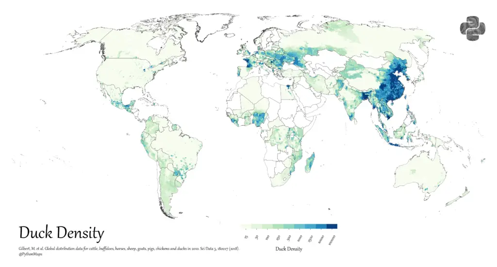 World map of duck density