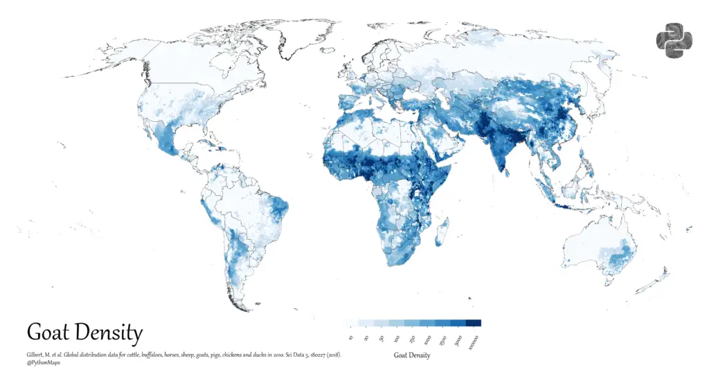 World map of goat density