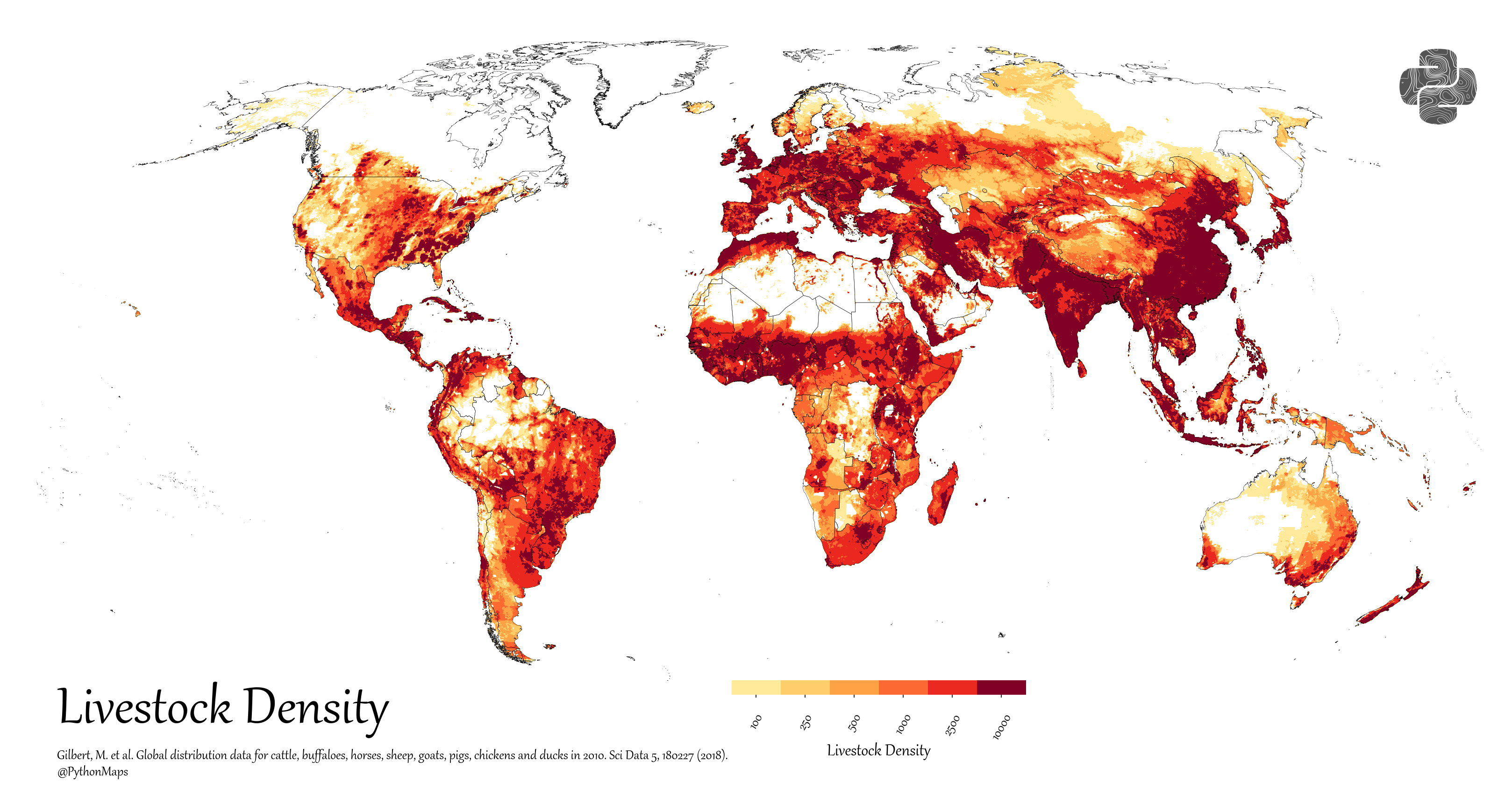 World map of livestock density