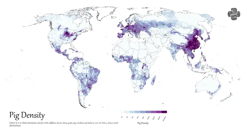 World map of pig density