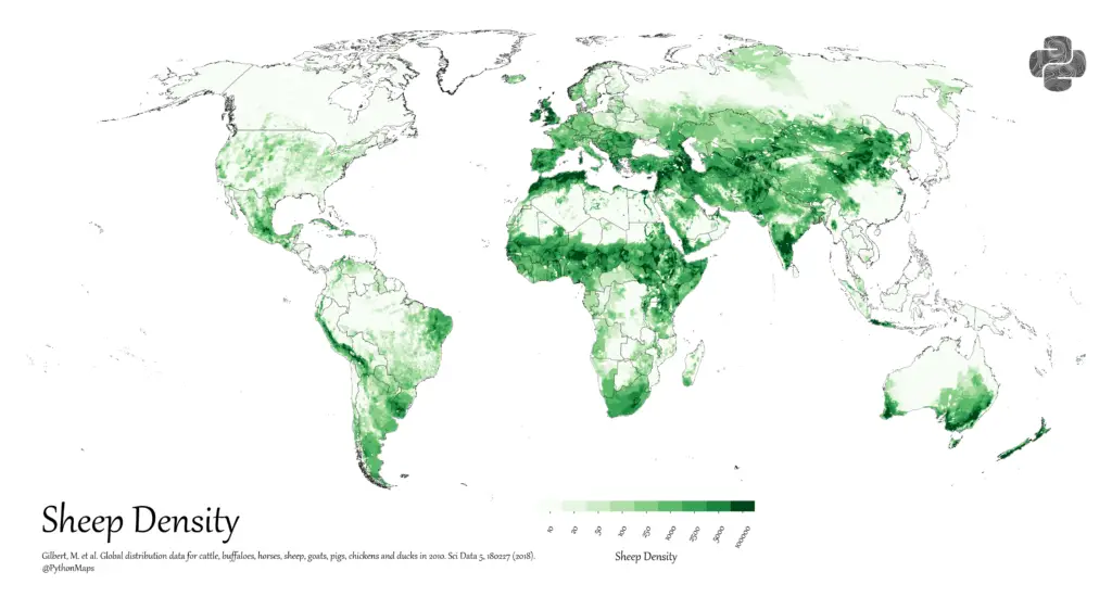 World map of sheep density